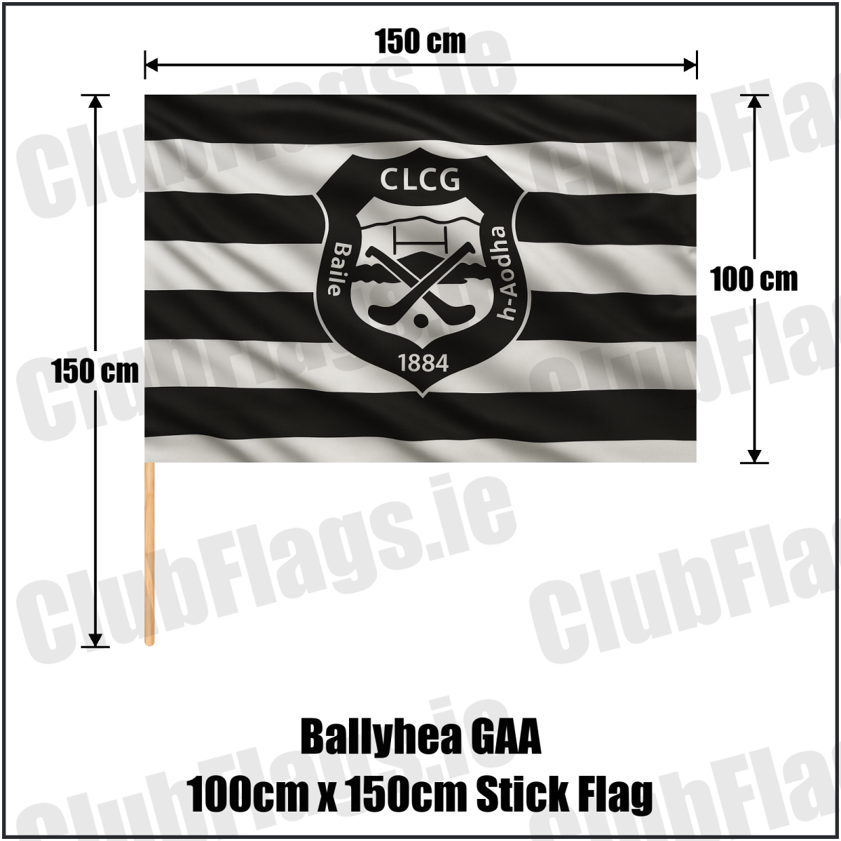 Ballyhea GAA 100cm x 150cm Stick Flag - ClubFlags.ie
