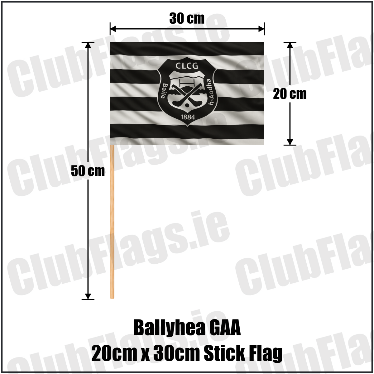 Ballyhea GAA 20cm x 30cm Stick Flag - ClubFlags.ie