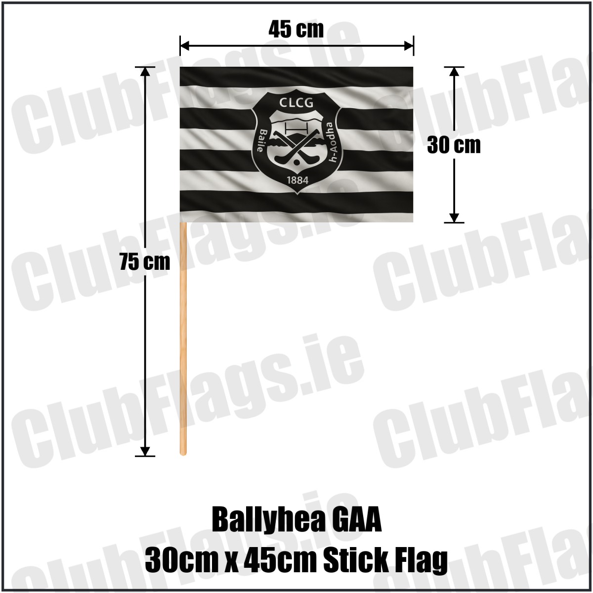 Ballyhea GAA 30cm x 45cm Stick Flag - ClubFlags.ie
