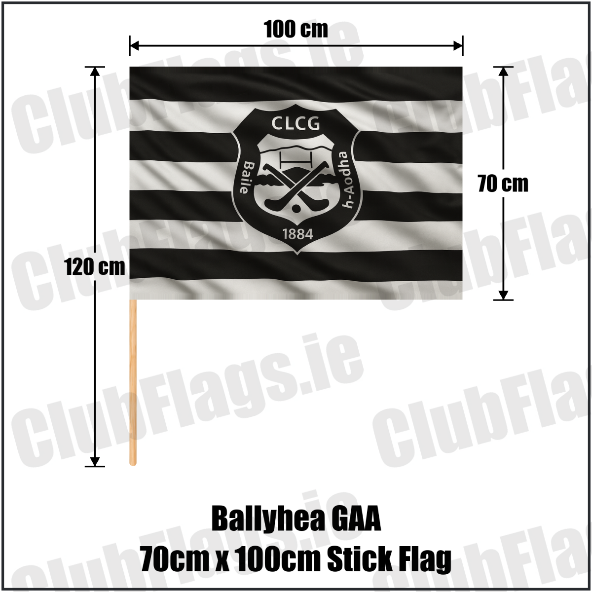 Ballyhea GAA 70cm x 100cm Stick Flag - ClubFlags.ie