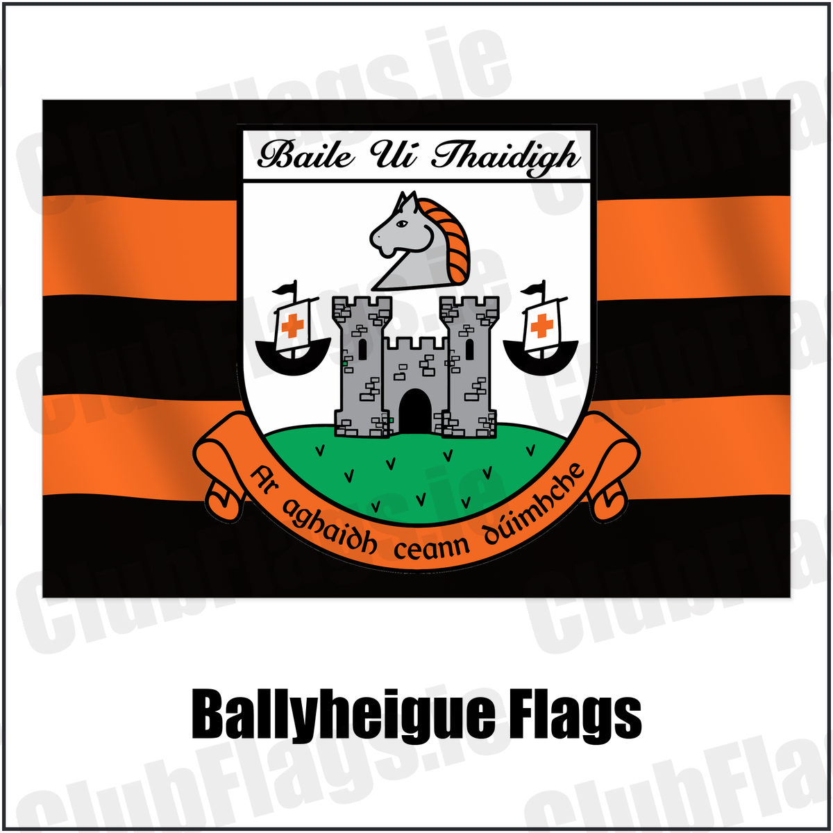 Ballyheigue Flags with the verified club crest and colours, Kerry GAA - ClubFlags.ie