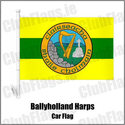 Ballyholland Harps Car Flag with the club crest and colours, Down GAA - ClubFlags.ie