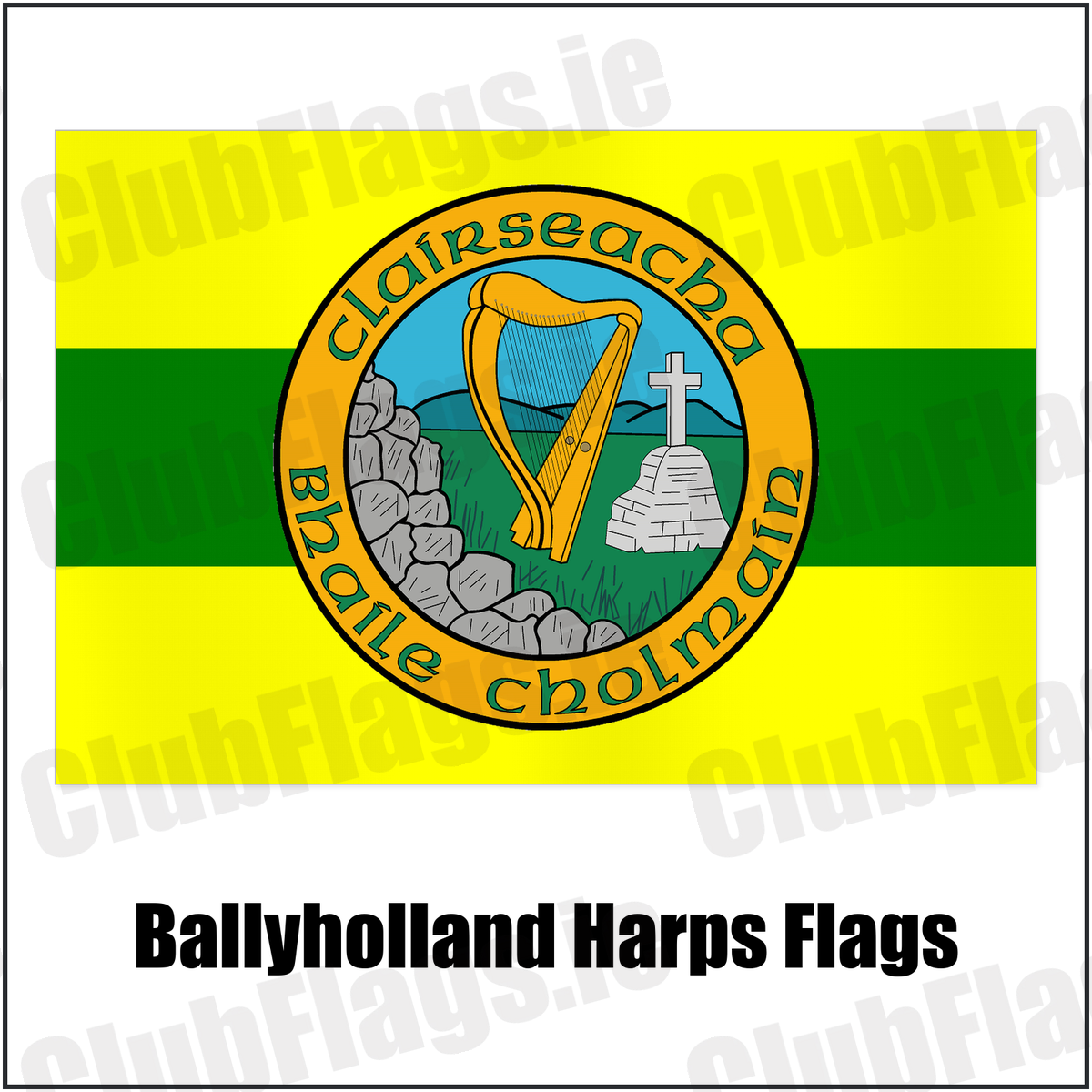 Ballyholland Harps Flags with the club crest and colours, Down GAA - ClubFlags.ie