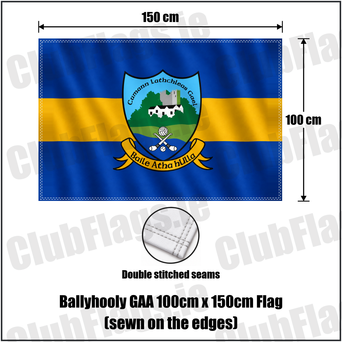 Ballyhooly GAA 100cm x 150cm Flag (sewn on the edges) - ClubFlags.ie