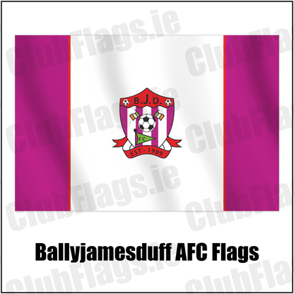 Ballyjamesduff AFC Flags with the club crest and colours, Cavan Football - ClubFlags.ie