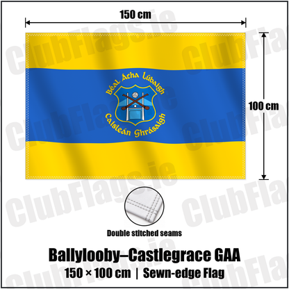 Ballylooby–Castlegrace GAA 100cm x 150cm Flag (sewn on the edges) with the verified club crest and colours, Tipperary GAA - ClubFlags.ie