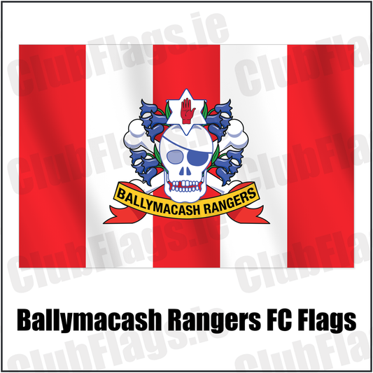 Ballymacash Rangers FC Flags with the club crest and colours, Antrim Football - ClubFlags.ie