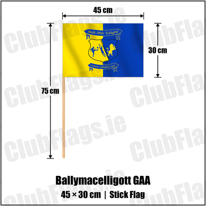 Ballymacelligott GAA 30cm x 45cm Stick Flag with the verified club crest and colours, Kerry GAA - ClubFlags.ie