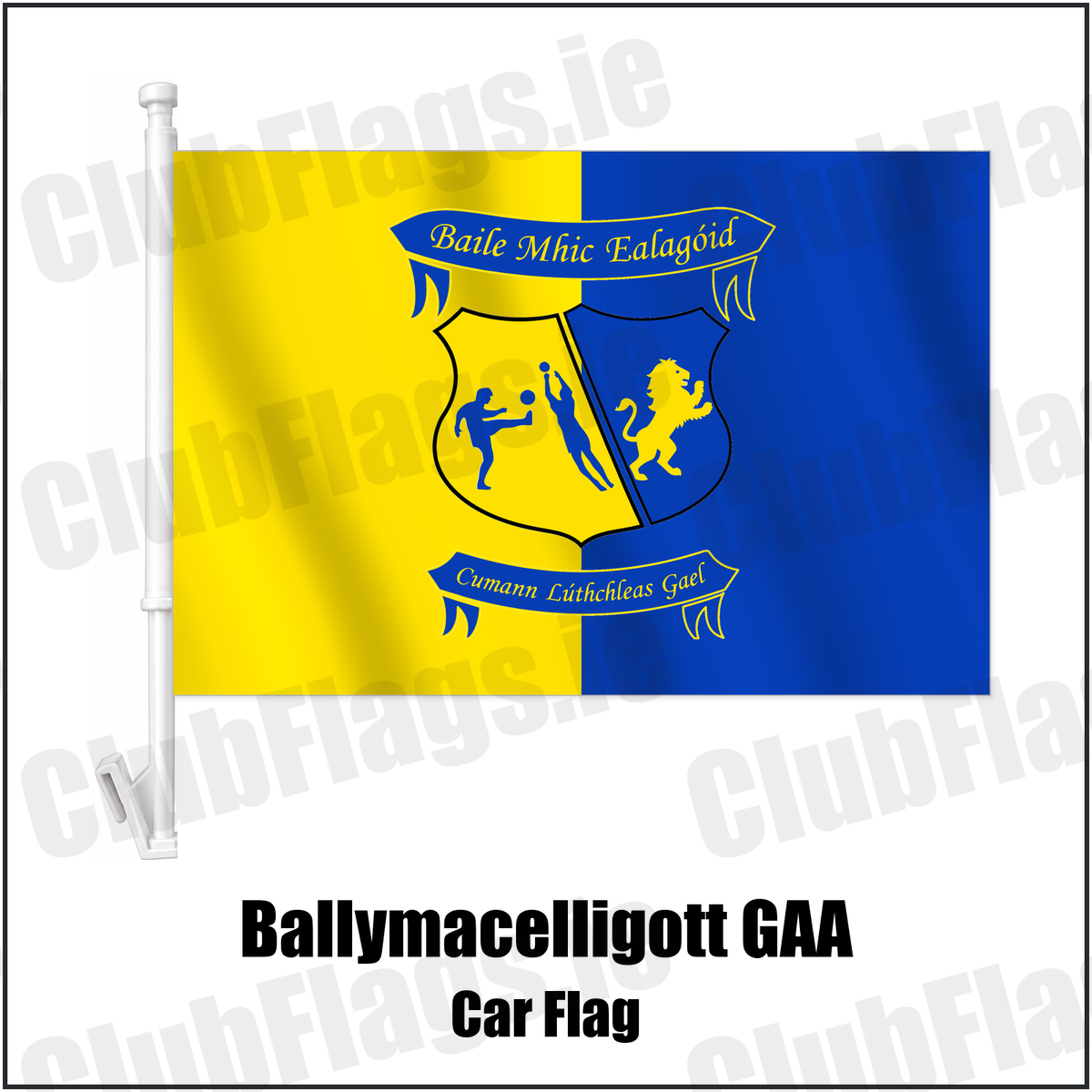 Ballymacelligott GAA Car Flag with the verified club crest and colours, Kerry GAA - ClubFlags.ie