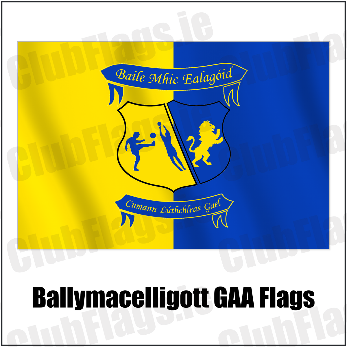 Ballymacelligott GAA Flags with the verified club crest and colours, Kerry GAA - ClubFlags.ie