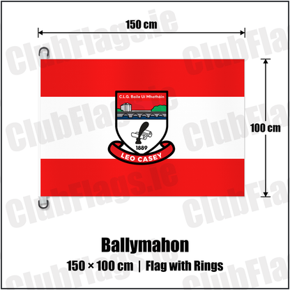 Ballymahon 150cm x 100cm Flag Pole Flag with Rings with the club crest and colours, Longford GAA - ClubFlags.ie