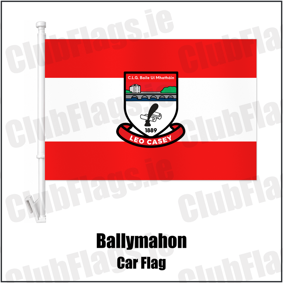 Ballymahon Car Flag with the club crest and colours, Longford GAA - ClubFlags.ie