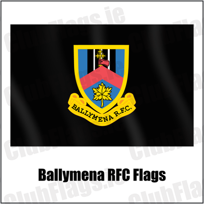 Ballymena RFC Flags with the club crest and colours, Antrim Rugby - ClubFlags.ie