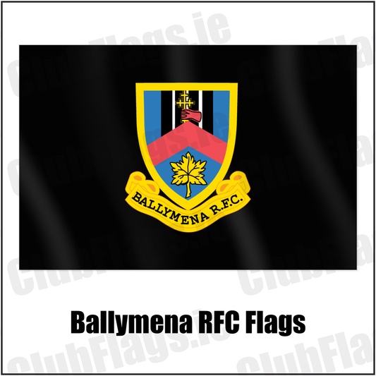Ballymena RFC Flags with the club crest and colours, Antrim Rugby - ClubFlags.ie