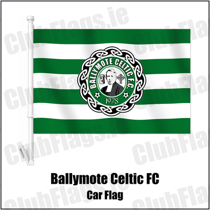 Ballymote Celtic FC Car Flag with the club crest and colours, Sligo Football - ClubFlags.ie