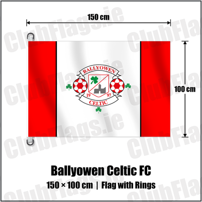 Ballyowen Celtic FC 150cm x 100cm Flag Pole Flag with Rings with the club crest and colours, Dublin Football - ClubFlags.ie