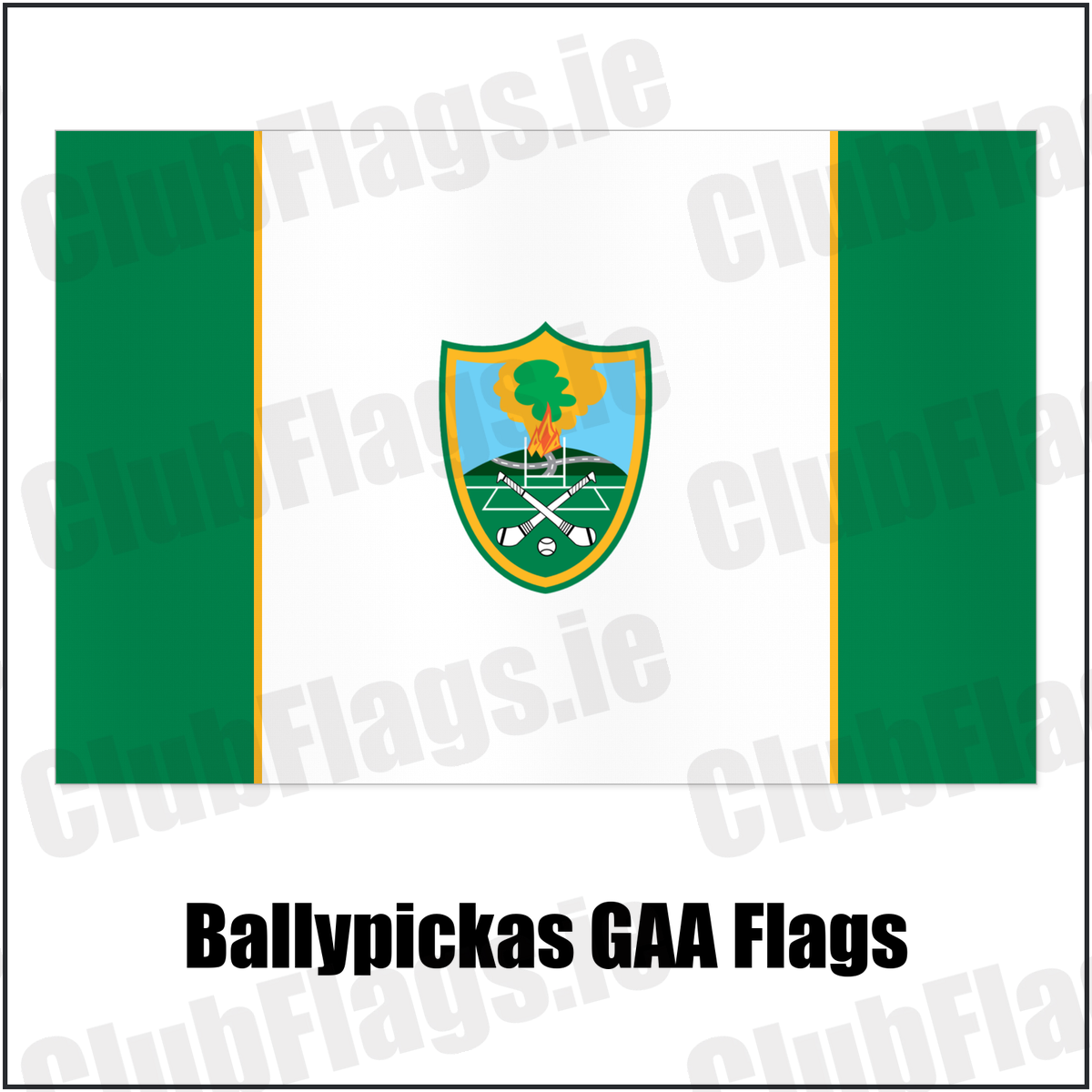 Ballypickas GAA Flags with the club crest and colours, Laois GAA - ClubFlags.ie