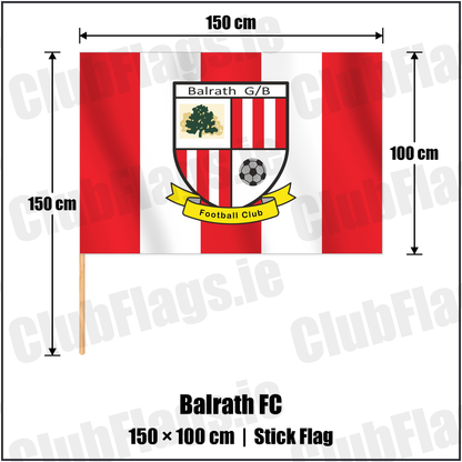 Balrath FC 100cm x 150cm Stick Flag with the club crest and colours, Meath Football - ClubFlags.ie