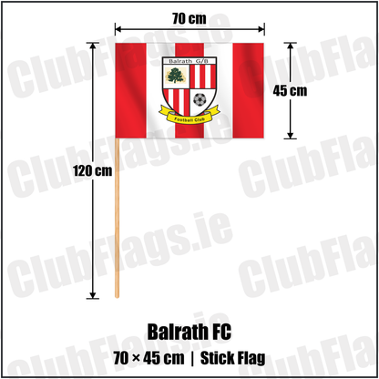 Balrath FC 45cm x 70cm Stick Flag with the club crest and colours, Meath Football - ClubFlags.ie