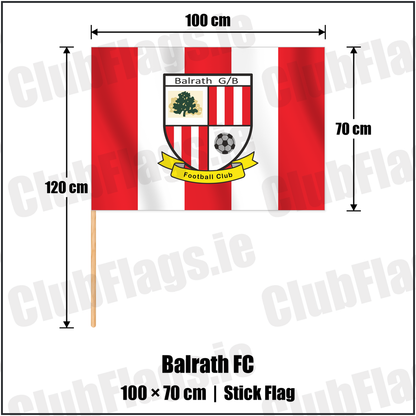 Balrath FC 70cm x 100cm Stick Flag with the club crest and colours, Meath Football - ClubFlags.ie