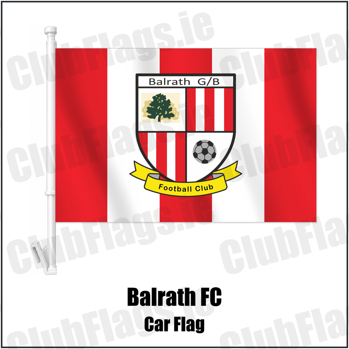 Balrath FC Car Flag with the club crest and colours, Meath Football - ClubFlags.ie