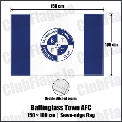 Baltinglass Town AFC 100cm x 150cm Flag (sewn on the edges) with the club crest and colours, Wicklow Football - ClubFlags.ie