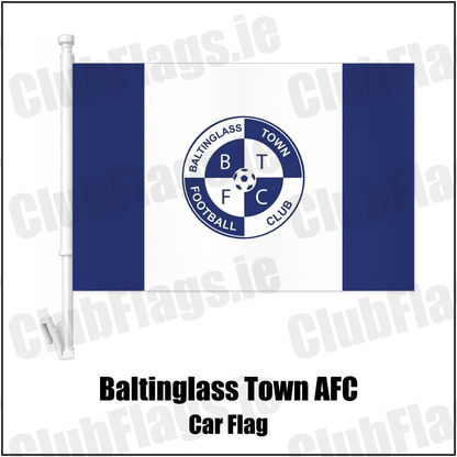 Baltinglass Town AFC Car Flag with the club crest and colours, Wicklow Football - ClubFlags.ie
