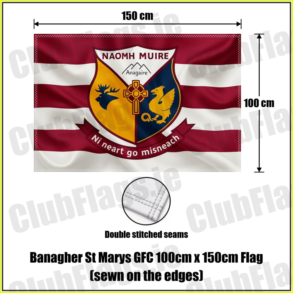 Banagher St Marys GFC 100cm x 150cm Flag (sewn on the edges) - ClubFlags.ie