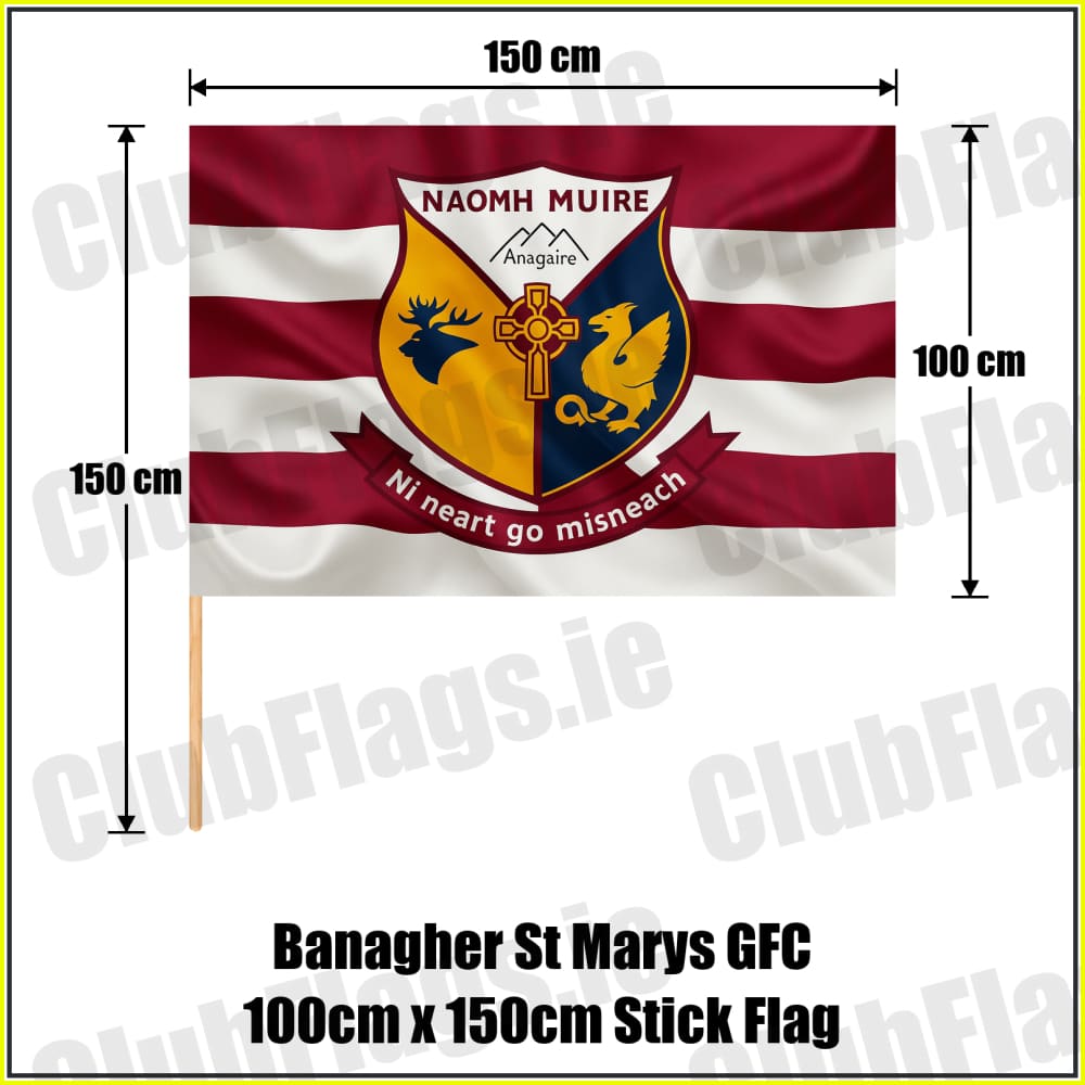 Banagher St Marys GFC 100cm x 150cm Stick Flag - ClubFlags.ie