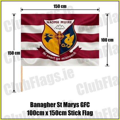 Banagher St Marys GFC 100cm x 150cm Stick Flag - ClubFlags.ie