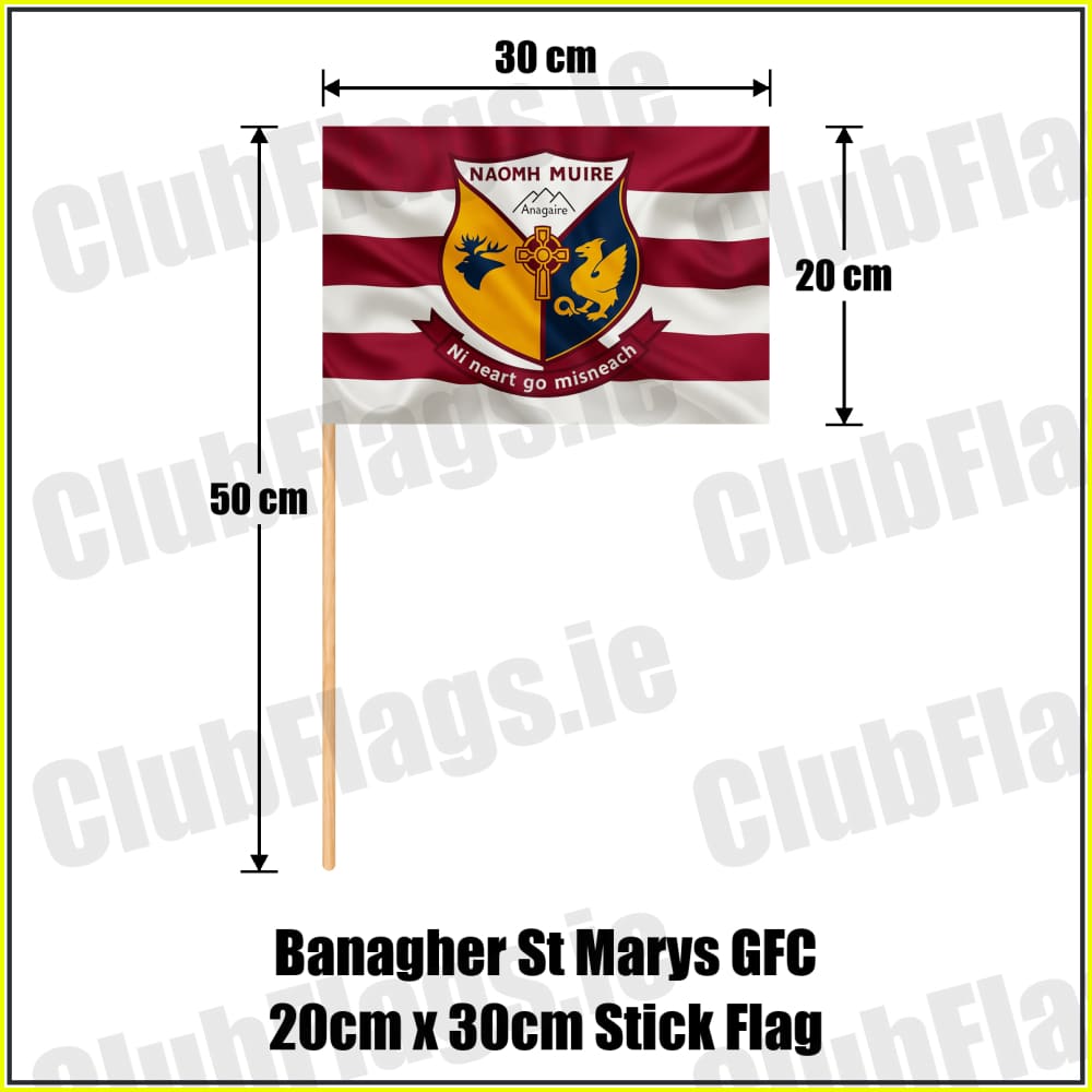 Banagher St Marys GFC 20cm x 30cm Stick Flag - ClubFlags.ie