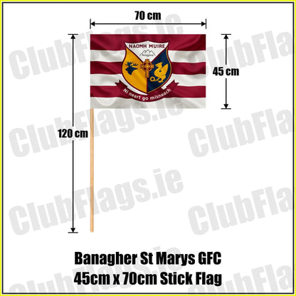 Banagher St Marys GFC 45cm x 70cm Stick Flag - ClubFlags.ie