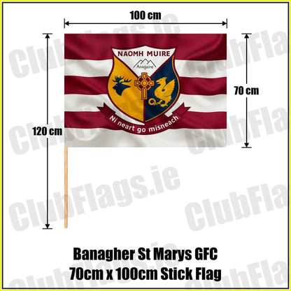 Banagher St Marys GFC 70cm x 100cm Stick Flag - ClubFlags.ie