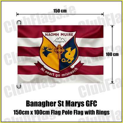 Banagher St Marys GFC 150cm x 100cm Flag Pole Flag with Rings - ClubFlags.ie