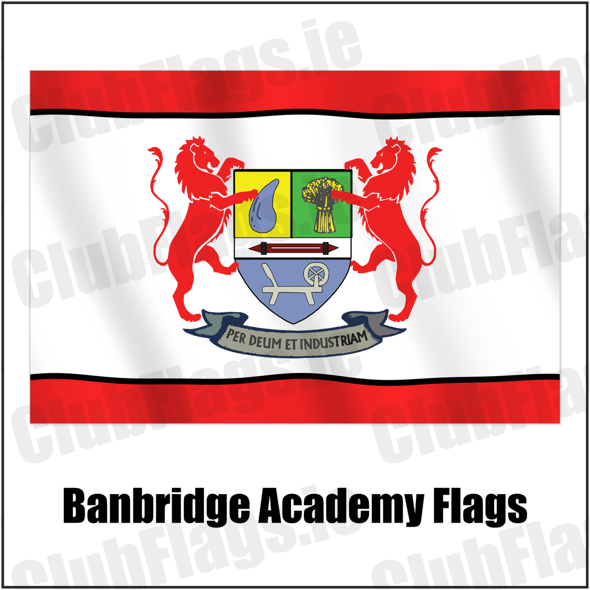 Banbridge Academy Flags with the club crest and colours, Down Rugby - ClubFlags.ie