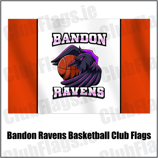 Bandon Ravens Basketball Club Flags with the club crest and colours, Cork Basketball - ClubFlags.ie