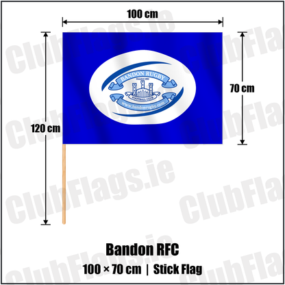 Bandon RFC 70cm x 100cm Stick Flag with the club crest and colours, Cork Rugby - ClubFlags.ie