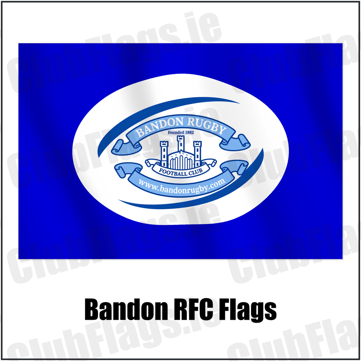 Bandon RFC Flags with the club crest and colours, Cork Rugby - ClubFlags.ie