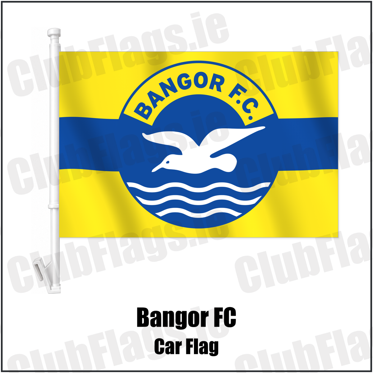 Bangor FC Car Flag with the club crest and colours, Down Football - ClubFlags.ie
