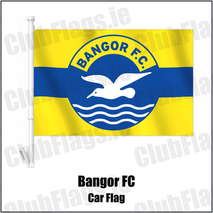 Bangor FC Car Flag with the club crest and colours, Down Football - ClubFlags.ie