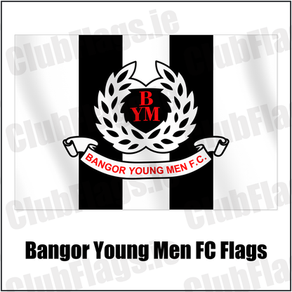 Bangor Young Men FC Flags with the club crest and colours, Down Football - ClubFlags.ie