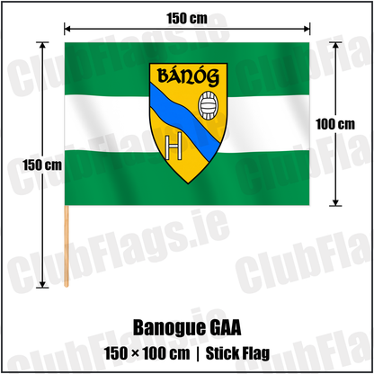 Banogue GAA 100cm x 150cm Stick Flag with the club crest and colours, Limerick GAA - ClubFlags.ie