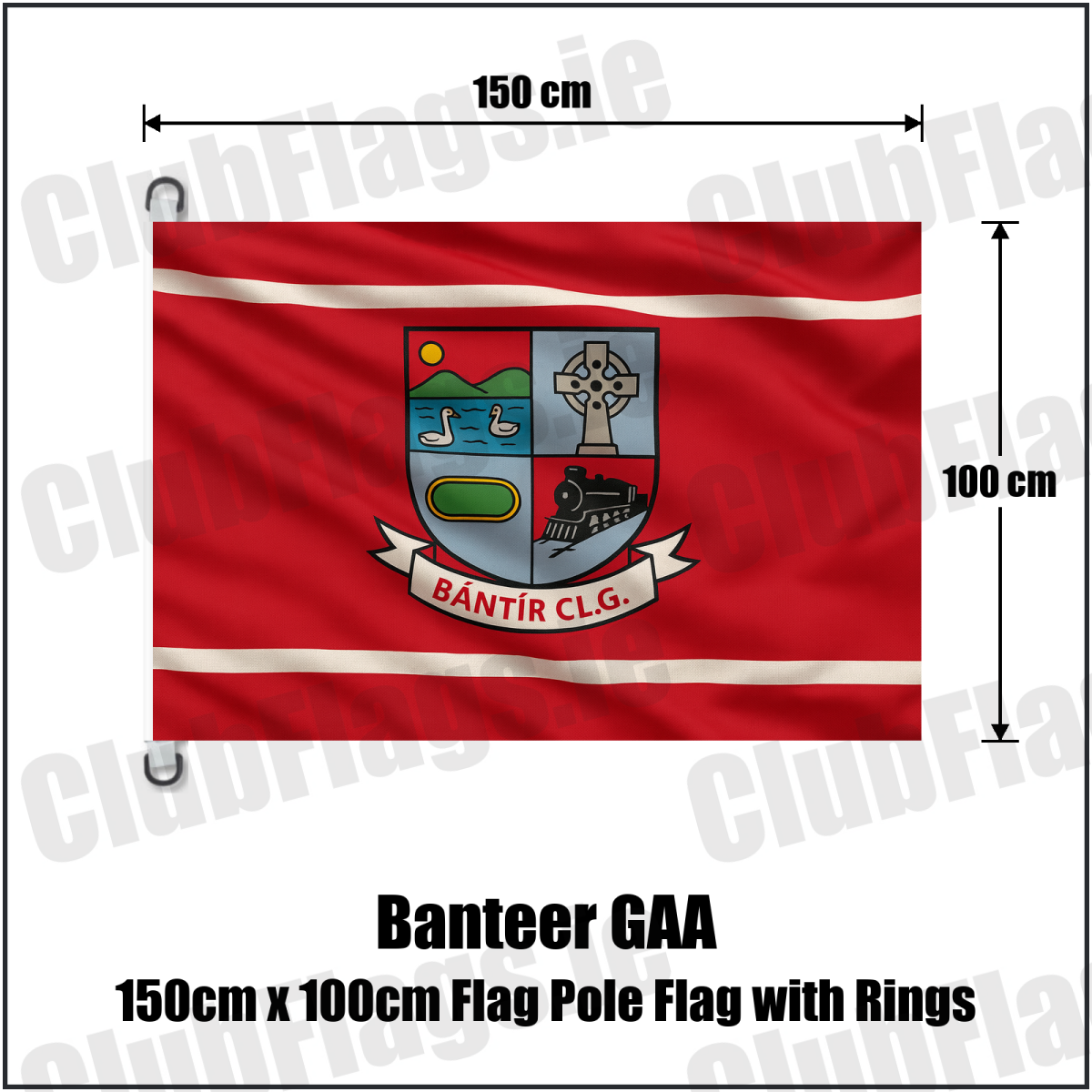 Banteer GAA 150cm x 100cm Flag Pole Flag with Rings - ClubFlags.ie