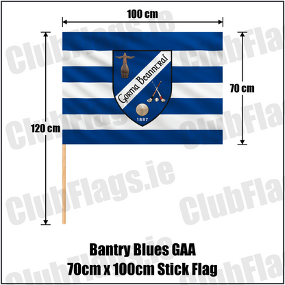 Bantry Blues GAA 70cm x 100cm Stick Flag - ClubFlags.ie
