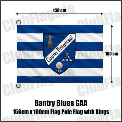 Bantry Blues GAA 150cm x 100cm Flag Pole Flag with Rings - ClubFlags.ie