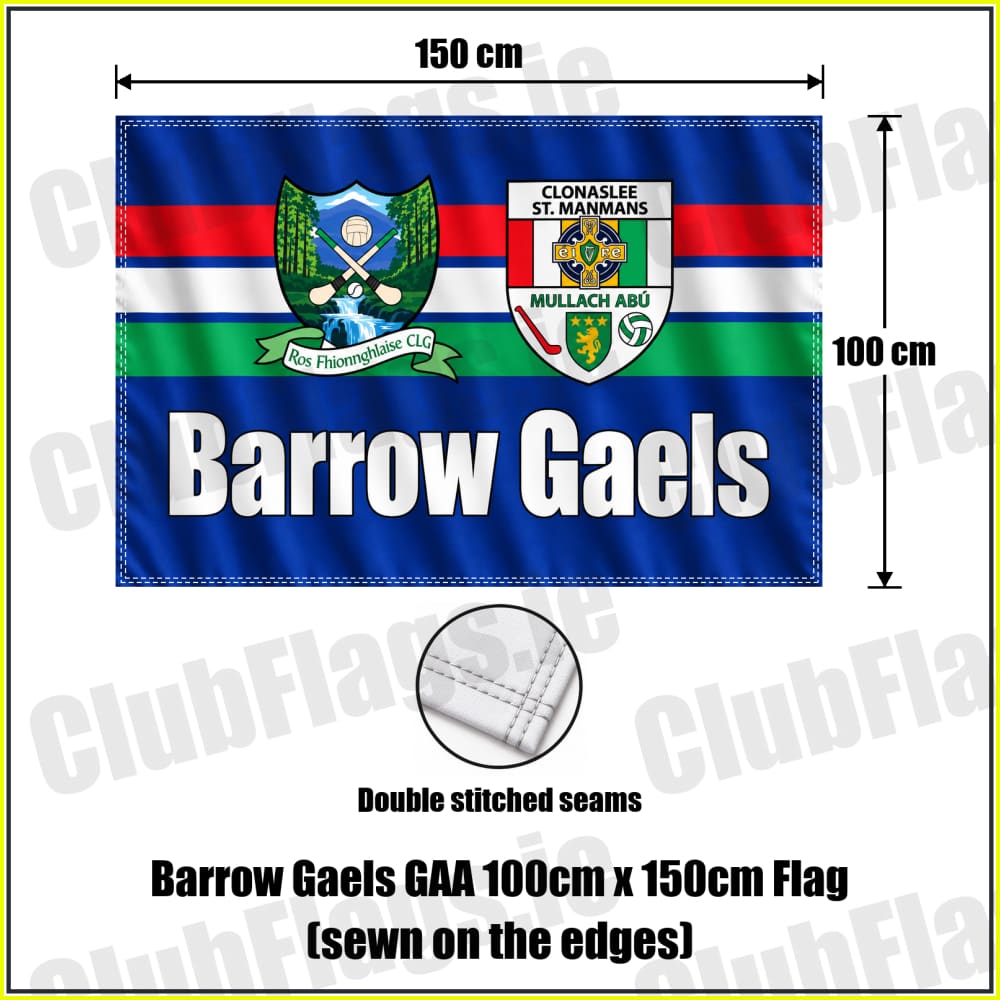 Barrow Gaels GAA 100cm x 150cm Flag (sewn on the edges) - ClubFlags.ie