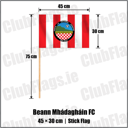 Beann Mhádagháin FC 30cm x 45cm Stick Flag with the club crest and colours, Antrim Football - ClubFlags.ie