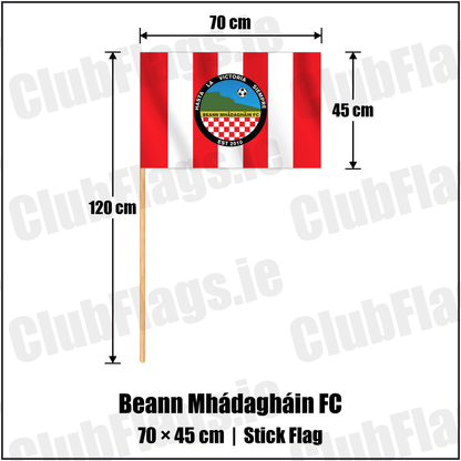 Beann Mhádagháin FC 45cm x 70cm Stick Flag with the club crest and colours, Antrim Football - ClubFlags.ie