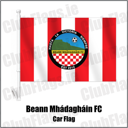 Beann Mhádagháin FC Car Flag with the club crest and colours, Antrim Football - ClubFlags.ie