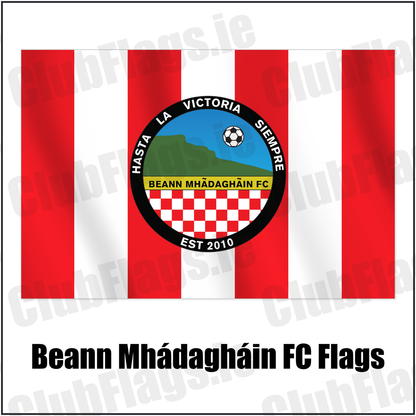 Beann Mhádagháin FC Flags with the club crest and colours, Antrim Football - ClubFlags.ie